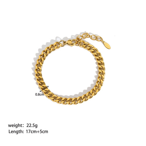 Bracelet Ornement Acier Inoxydable Plaqué Or - Style INS