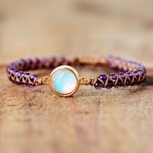 Bracelet Wrap Pierre Naturelle - Améthyste & Opale