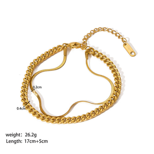 Bracelet Ornement Acier Inoxydable Plaqué Or - Style INS