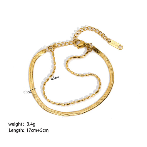 Bracelet Ornement Acier Inoxydable Plaqué Or - Style INS
