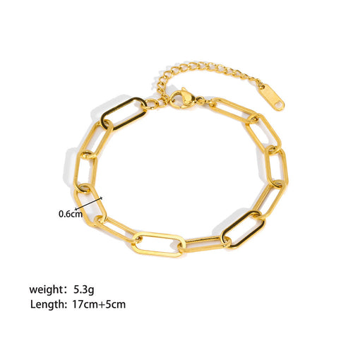 Bracelet Ornement Acier Inoxydable Plaqué Or - Style INS