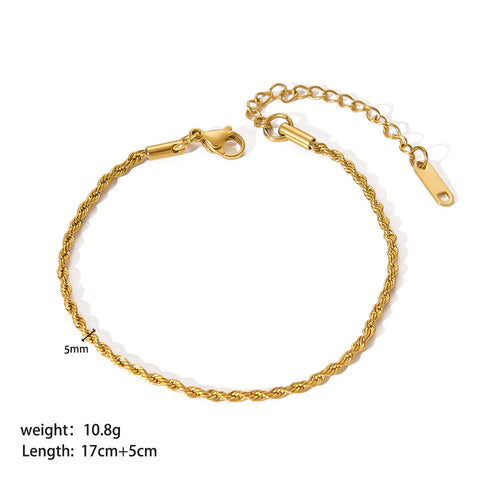Bracelet Ornement Acier Inoxydable Plaqué Or - Style INS