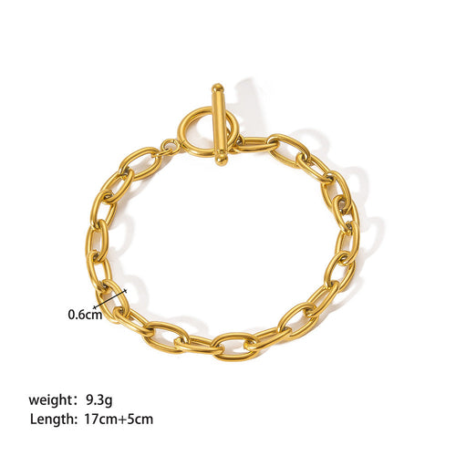 Bracelet Ornement Acier Inoxydable Plaqué Or - Style INS