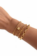 Set de Bracelets Superposés à Cubes - Lot de 4 Ajustables