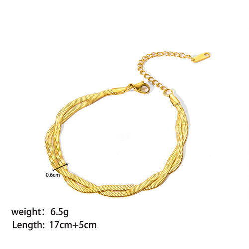 Bracelet Ornement Acier Inoxydable Plaqué Or - Style INS