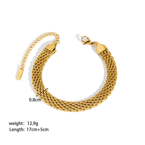 Bracelet Ornement Acier Inoxydable Plaqué Or - Style INS