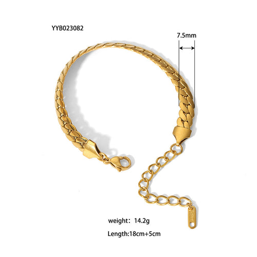 Bracelet Ornement Acier Inoxydable Plaqué Or - Style INS