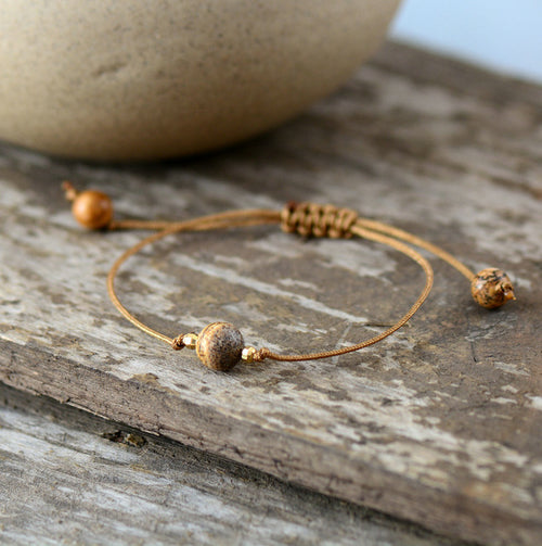 Bracelet Bohème Fait Main Pierre Naturelle & Cordon Ciré