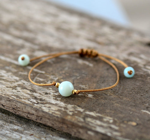 Bracelet Bohème Fait Main Pierre Naturelle & Cordon Ciré