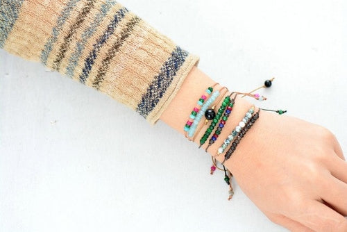 Bracelet Bohème Fait Main Pierre Naturelle & Cordon Ciré