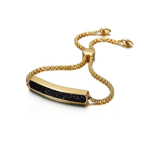 Bracelet Barre d'Amitié Brillant - Plaqué Or 14K