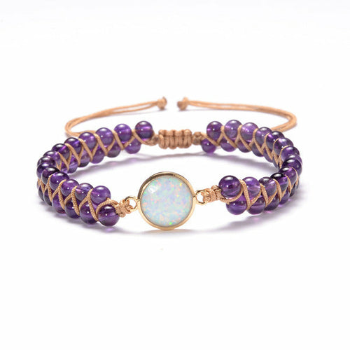 Bracelet Wrap Pierre Naturelle - Améthyste & Opale