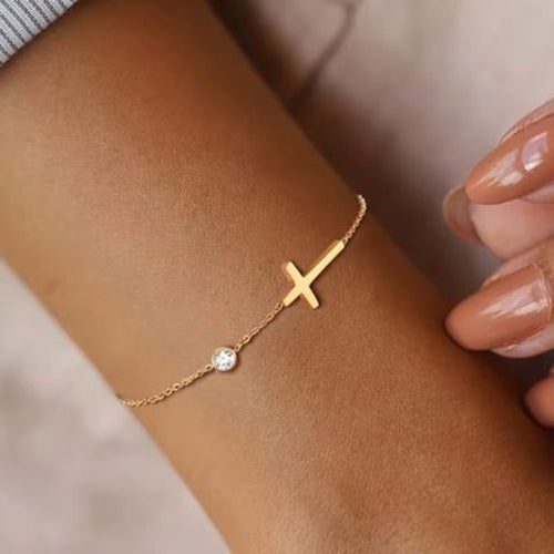 Bracelet & Cheville Croix - Foi & Élégance Dorée