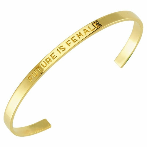 Bracelet Manchette Gravé Argent - Future is Female