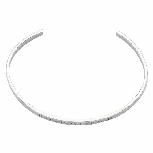 Bracelet Manchette Gravé Argent - Future is Female