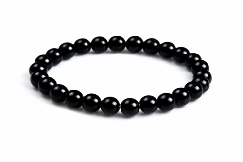 Bracelet Élastique Perles Onyx Noir Poli
