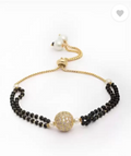 Bracelet Mangalsutra Perles Argentées Plaqué Or